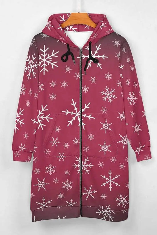 Women's Warm Snow long Hoodie - Rose - IVORYNN