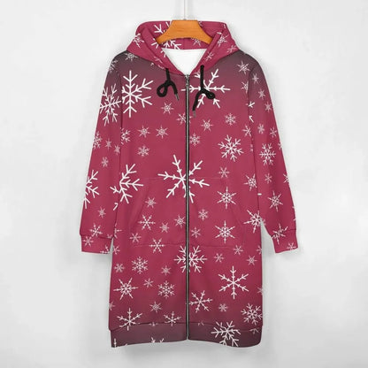Women's Warm Snow long Hoodie - Rose - IVORYNN