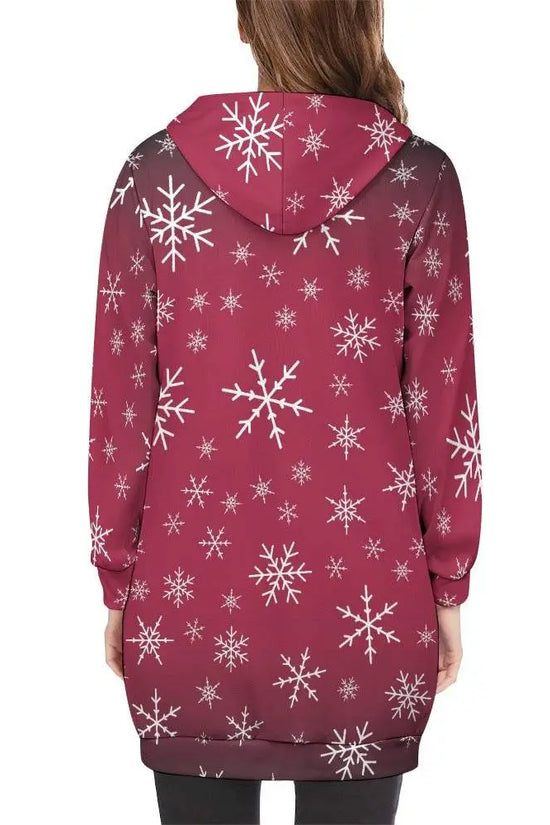 Women's Warm Snow long Hoodie - Rose - IVORYNN