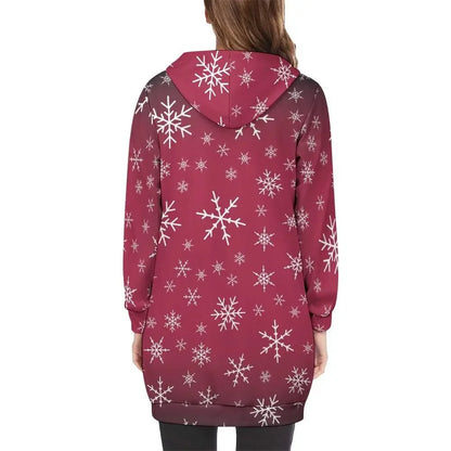 Women's Warm Snow long Hoodie - Rose - IVORYNN
