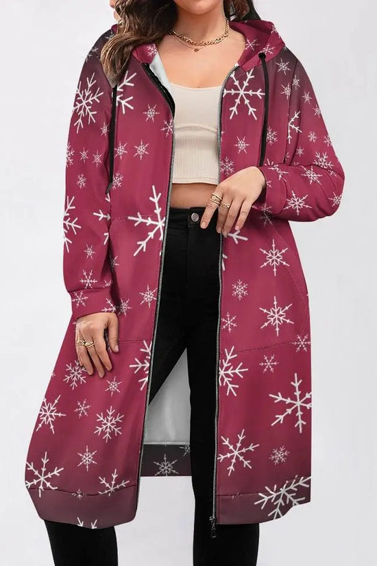 Women's Warm Snow long Hoodie - Rose - IVORYNN