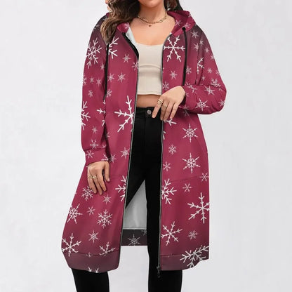 Women's Warm Snow long Hoodie - Rose - IVORYNN