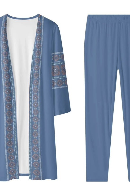 Womens Long Sleeve Cardigan and Leggings Sets - UCLA Blue - IVORYNN