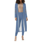 Woman wearing UCLA blue long sleeve cardigan and leggings set from Ivorynn