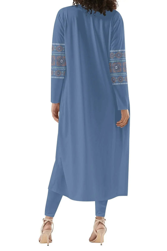 Womens Long Sleeve Cardigan and Leggings Sets - UCLA Blue - IVORYNN