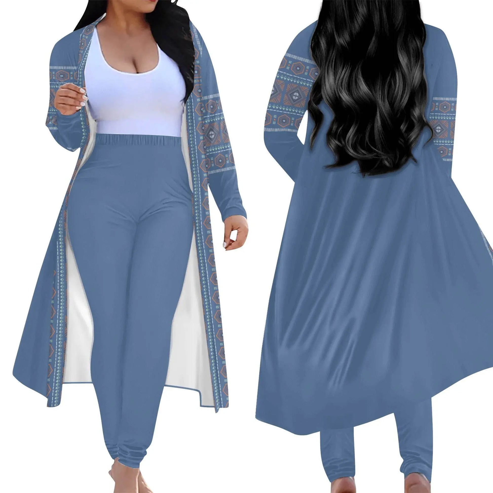 Womens Long Sleeve Cardigan and Leggings Sets - UCLA Blue - IVORYNN