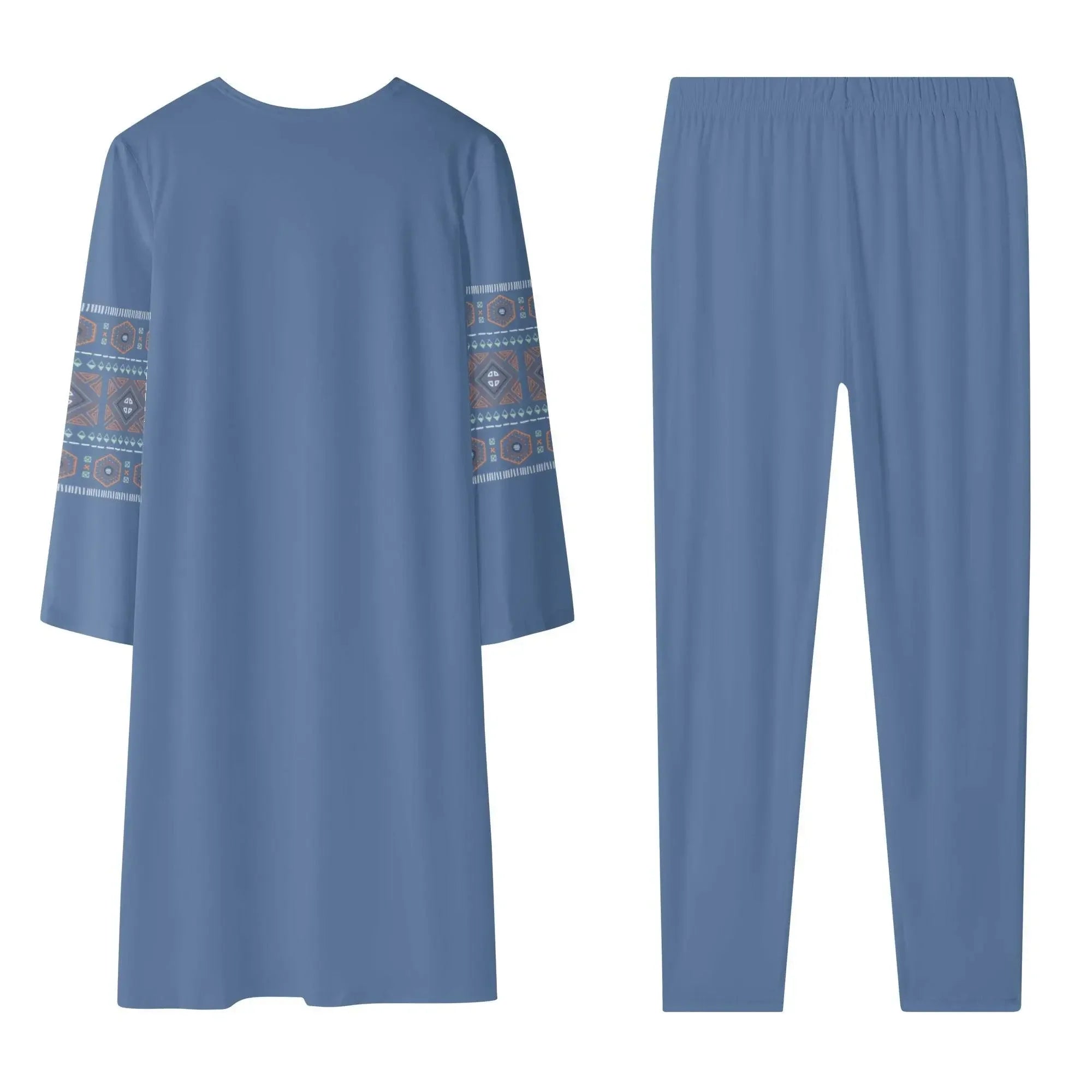 Women's UCLA blue long sleeve cardigan and leggings set with geometric sleeve pattern, Ivorynn fashion