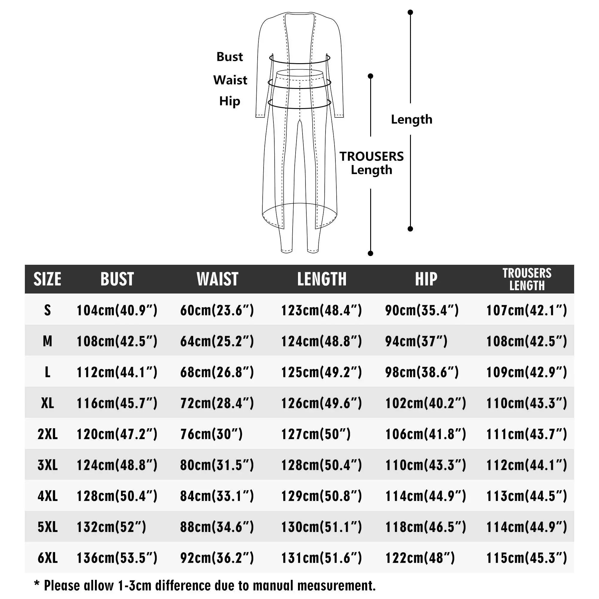 Women's cardigan and leggings set size chart with measurements, IVORYNN apparel