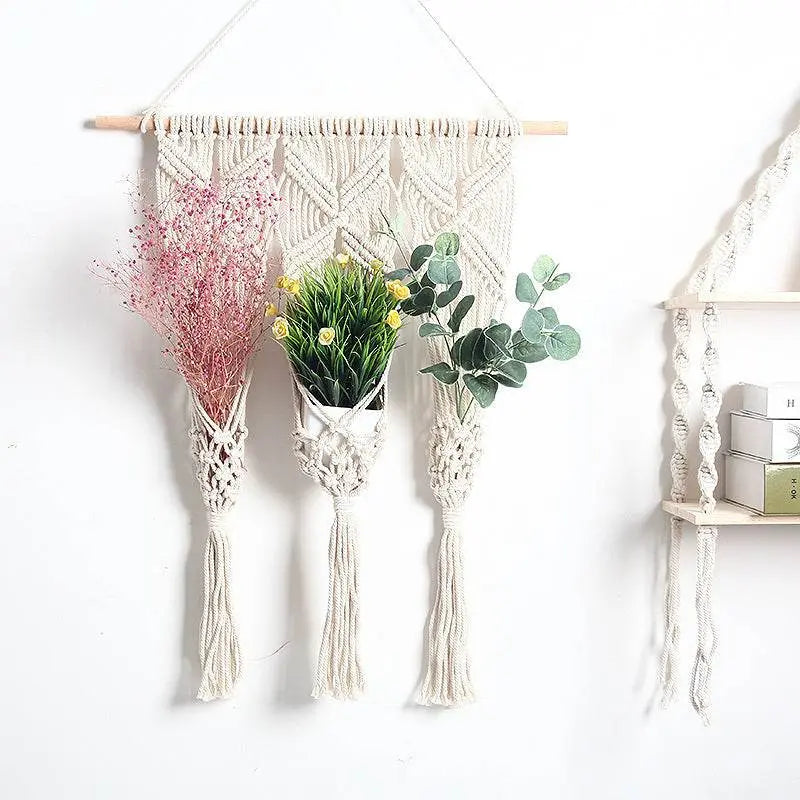 Woven Tapestry Bohemian Dried Flower Pot Rack - IVORYNN