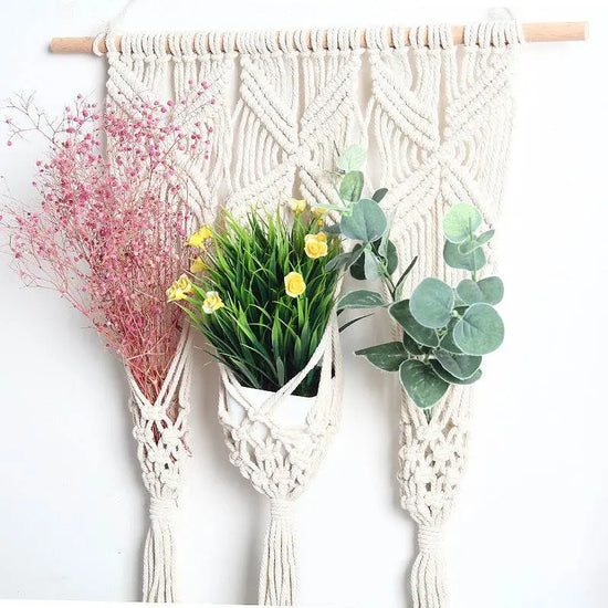 Woven Tapestry Bohemian Dried Flower Pot Rack - IVORYNN