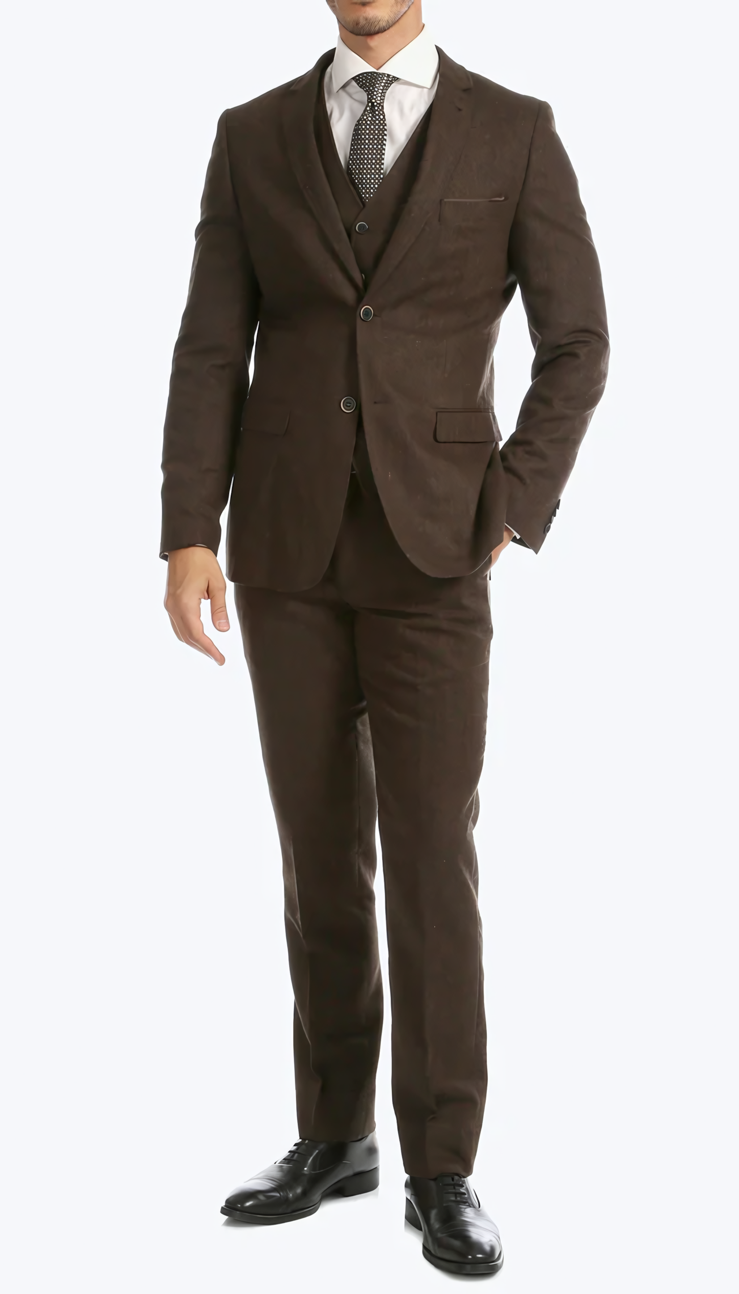 3-Piece Slim Fit Cognac Suit