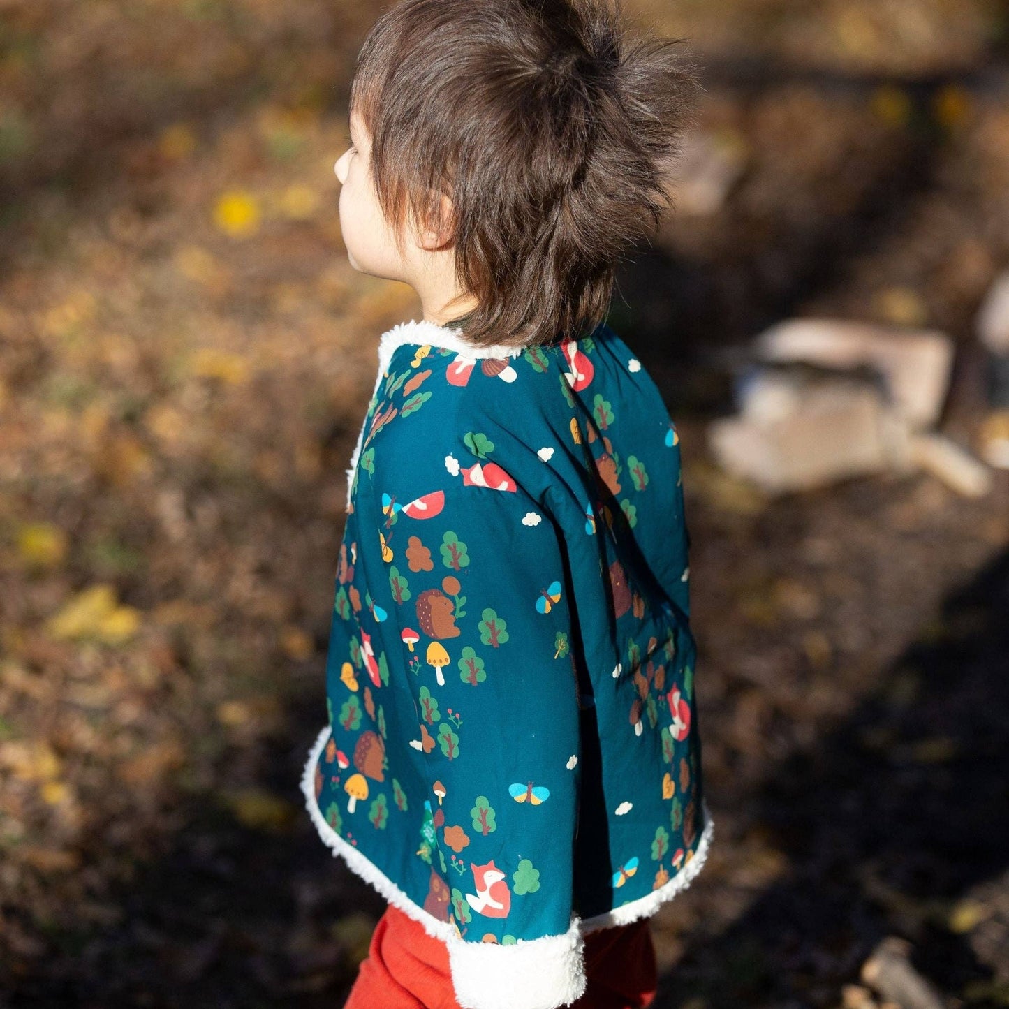 Kids Enchanted Forest Reversible Organic Cotton Sherpa Cosy Jacket