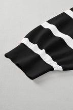 Striped Patchwork Drop Shoulder French Beige Sweater