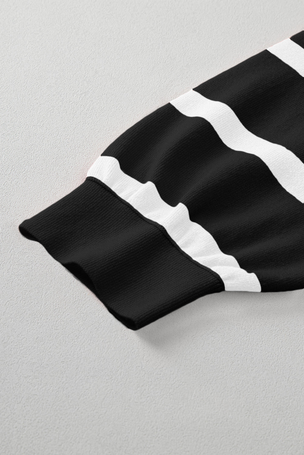 Striped Patchwork Drop Shoulder French Beige Sweater