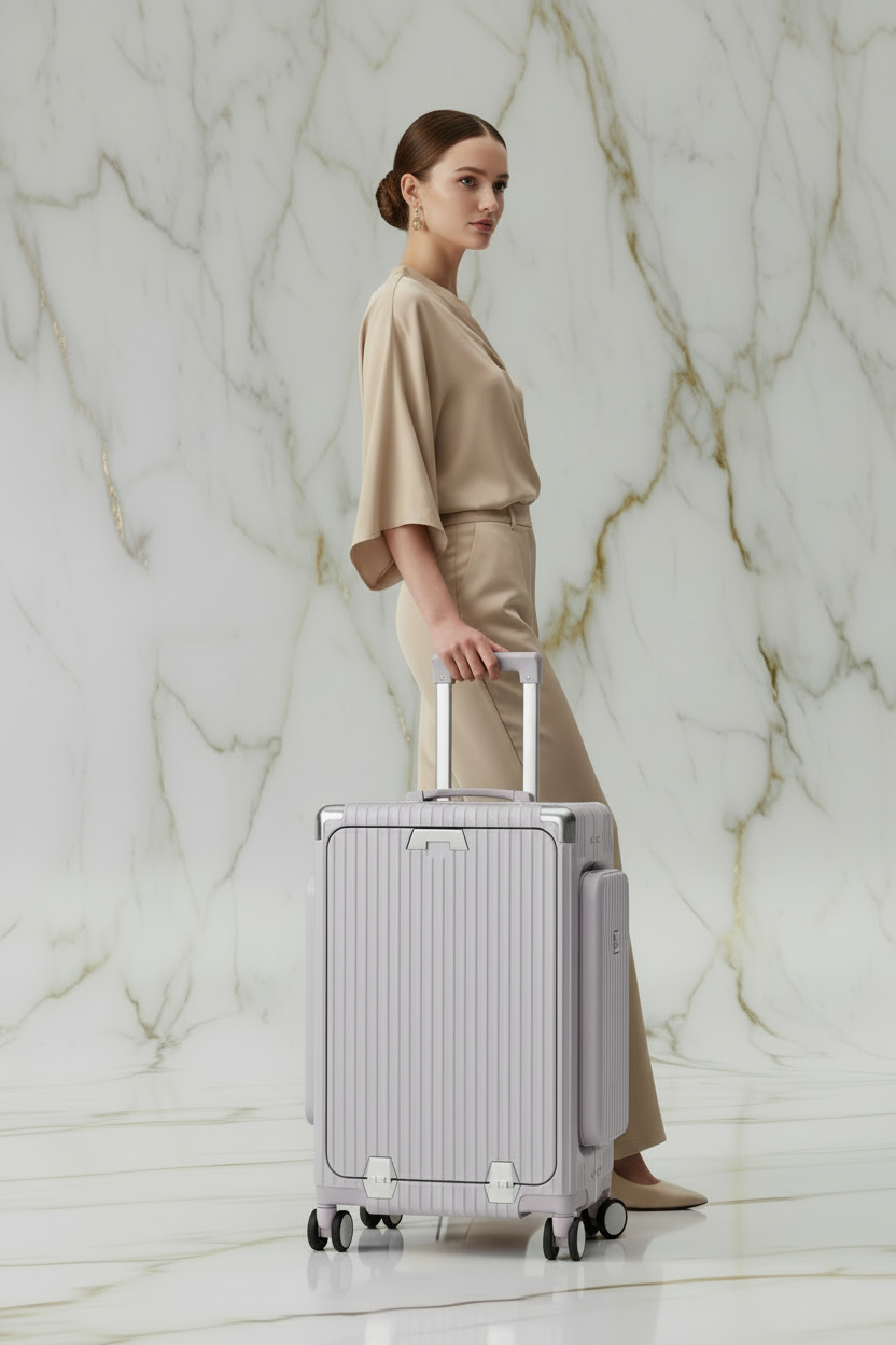 امرأة مع الحقيبة باللون #a7a1b7