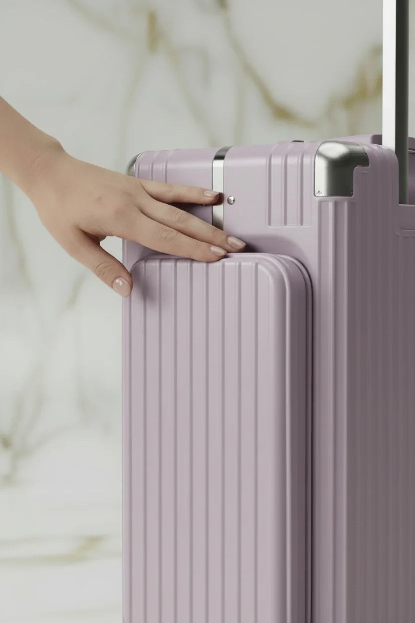 لقطة قريبة للحقيبة باللون #a7a1b7