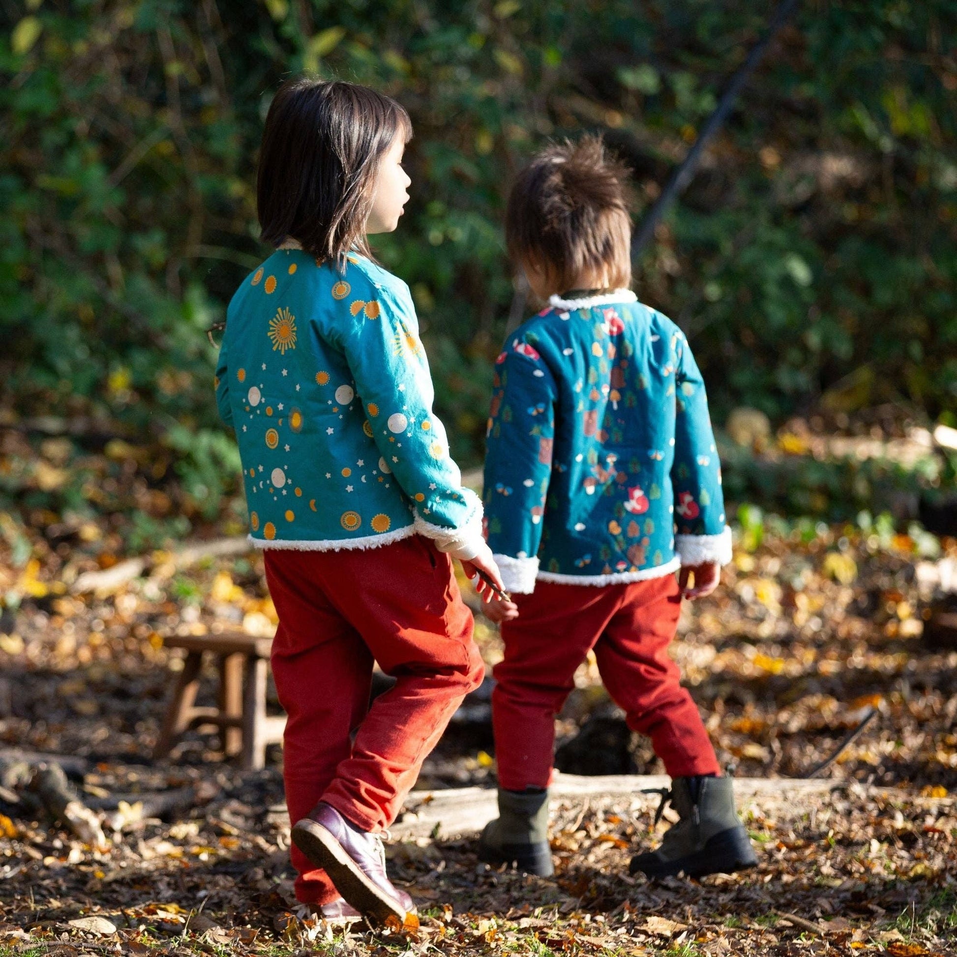 Kids Enchanted Forest Reversible Organic Cotton Sherpa Cosy Jacket