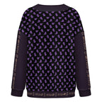 Halloween Ghost Drop Shoulder Knitted Eerie Black Cardigan