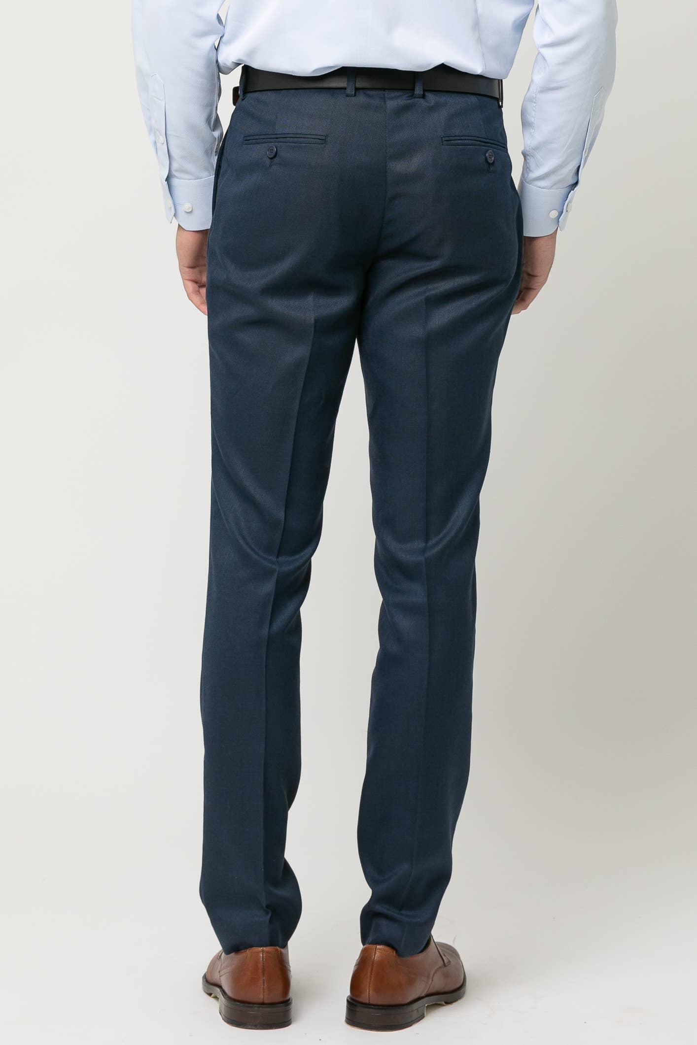 Premium Navy Blue Slim Fit Stretch Suit - Modern Faux Plain Design for Men