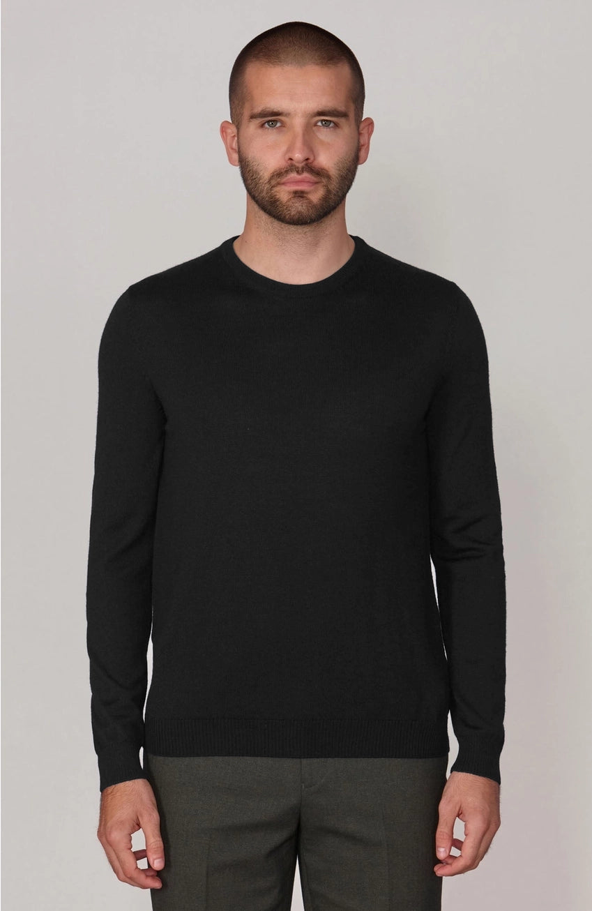 Premium Extra Fine Merino Wool Black Sweater