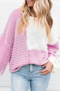 Tie Back Drop Shoulder Pink Knit Sweater