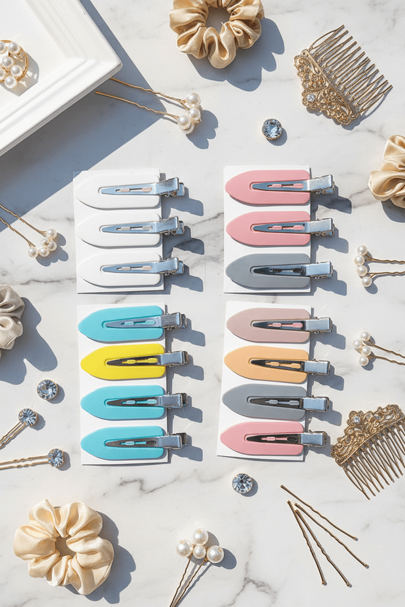 All 6 Hair Clips Sets - Marble Background