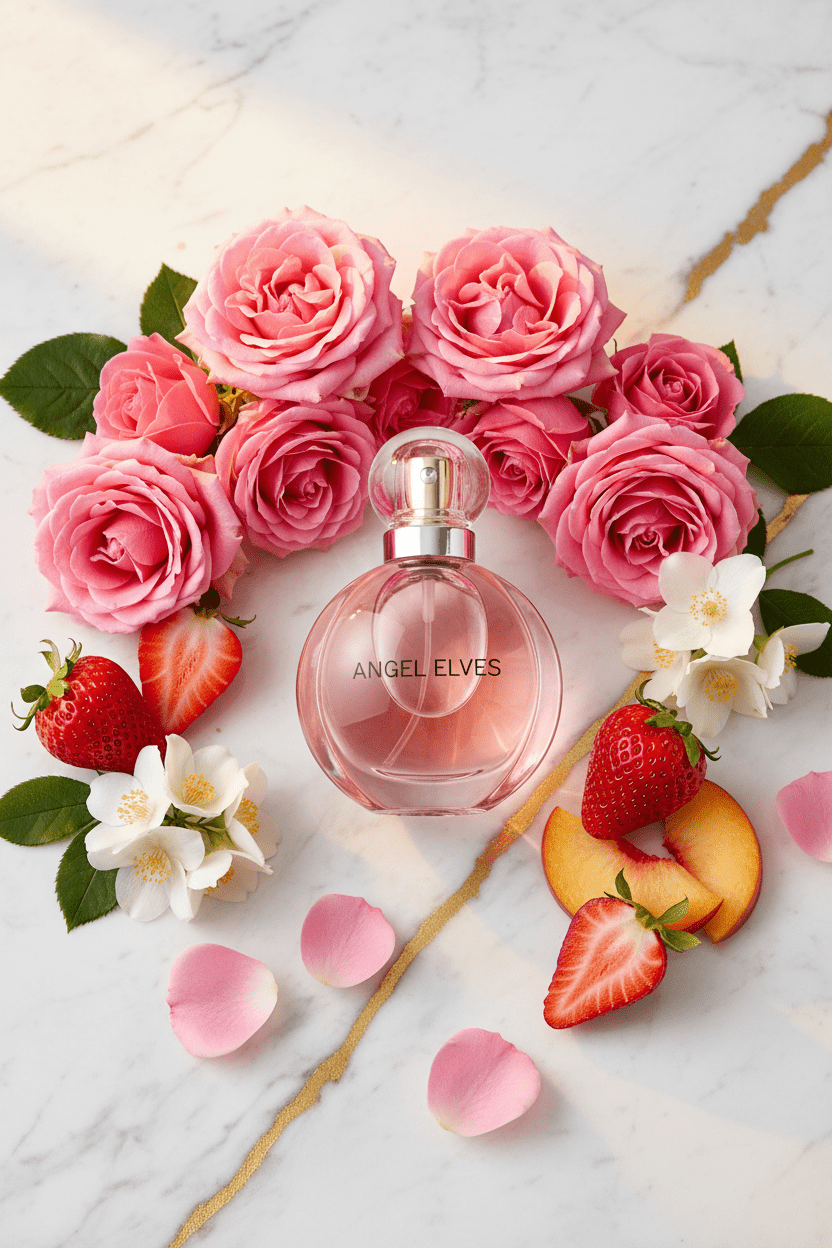 Angel Elves Round - Marble Roses Fruits