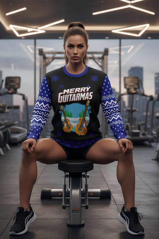 Athletic woman sitting on weight bench