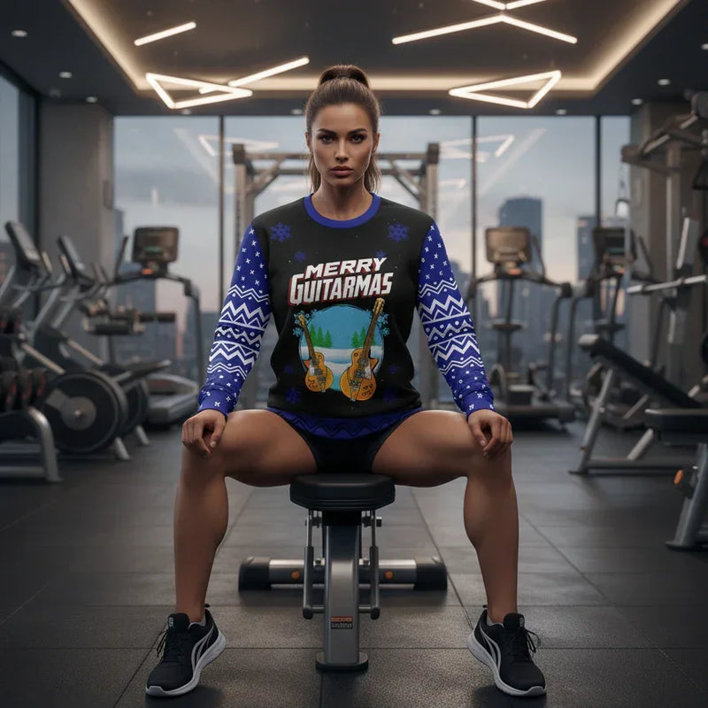 Athletic woman sitting on weight bench