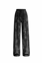 Loose Sstraight Silk Satin Wide Leg Black Trousers