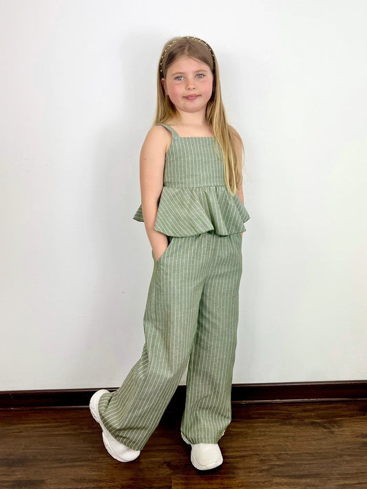 Girls' Striped Two-Piece Cotton Set