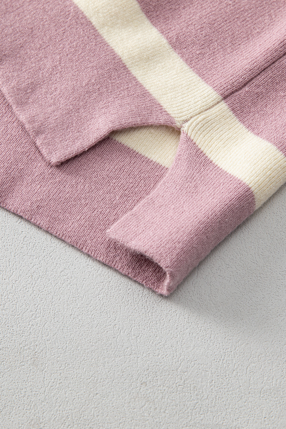 Striped Patchwork Drop Shoulder Pink Sweater