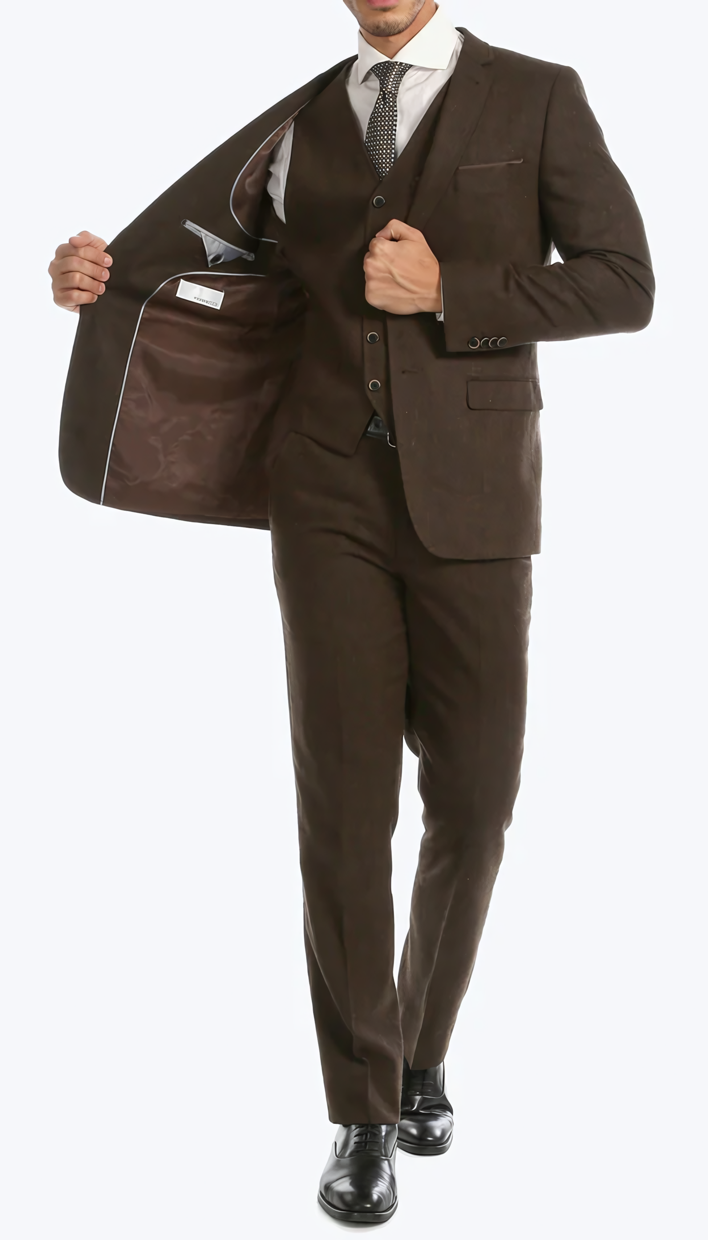 3-Piece Slim Fit Cognac Suit