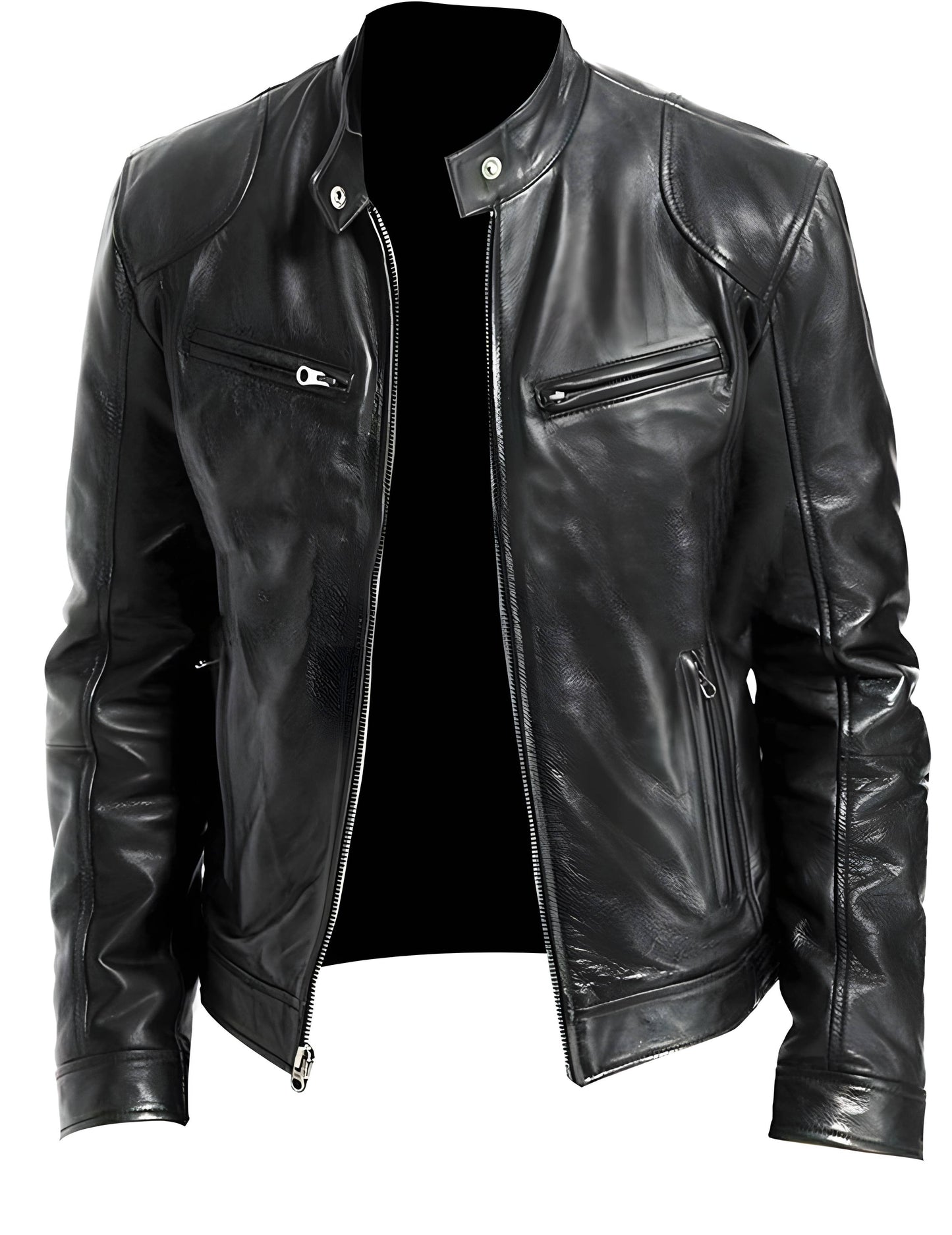 Sustainable Eco Luxe Men's Black Sheepskin Leather Rider Jacket - Classic Fit