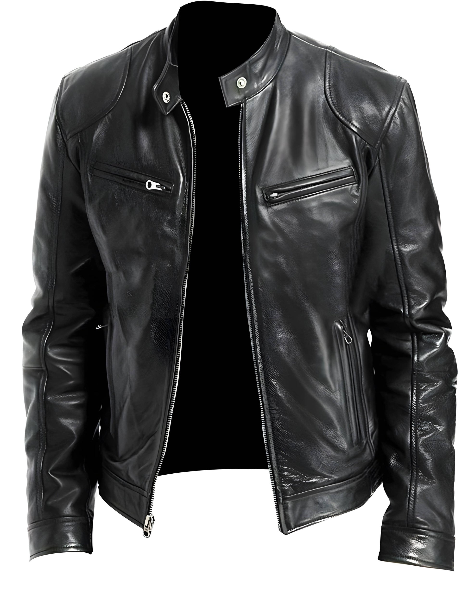 Sustainable Eco Luxe Men's Black Sheepskin Leather Rider Jacket - Classic Fit