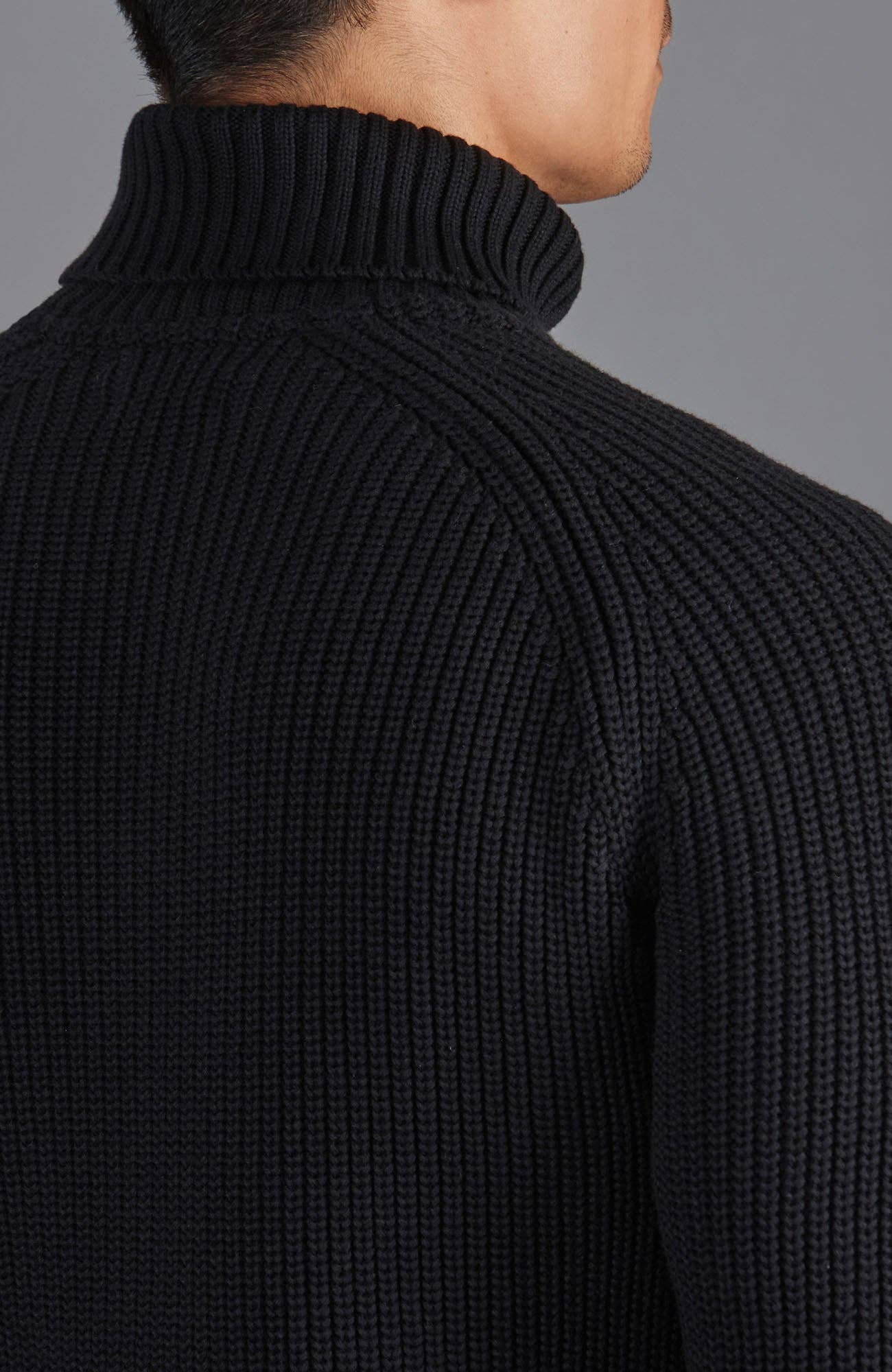 Men's Midweight Cotton Fisherman Rib Knit Roll Neck Jumper Sweater