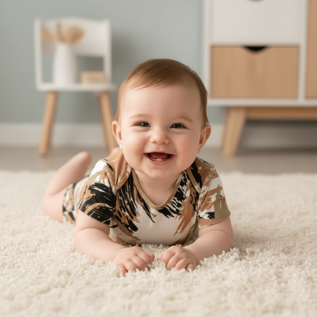 Baby Bodysuit - Close Up on Rug
