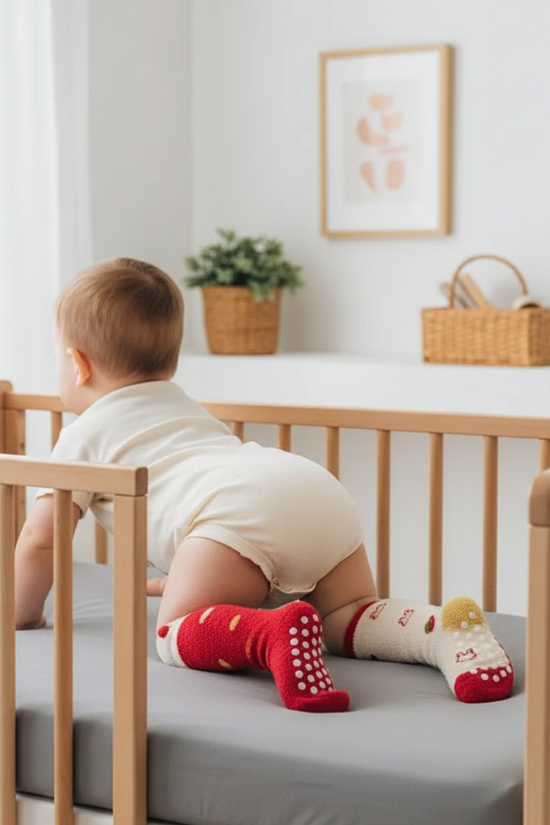 Baby boy back view crawling