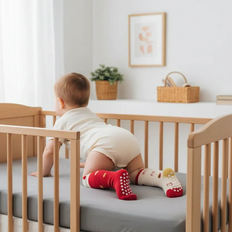Baby boy back view crawling