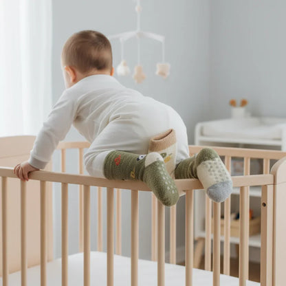 Baby boy back view crawling