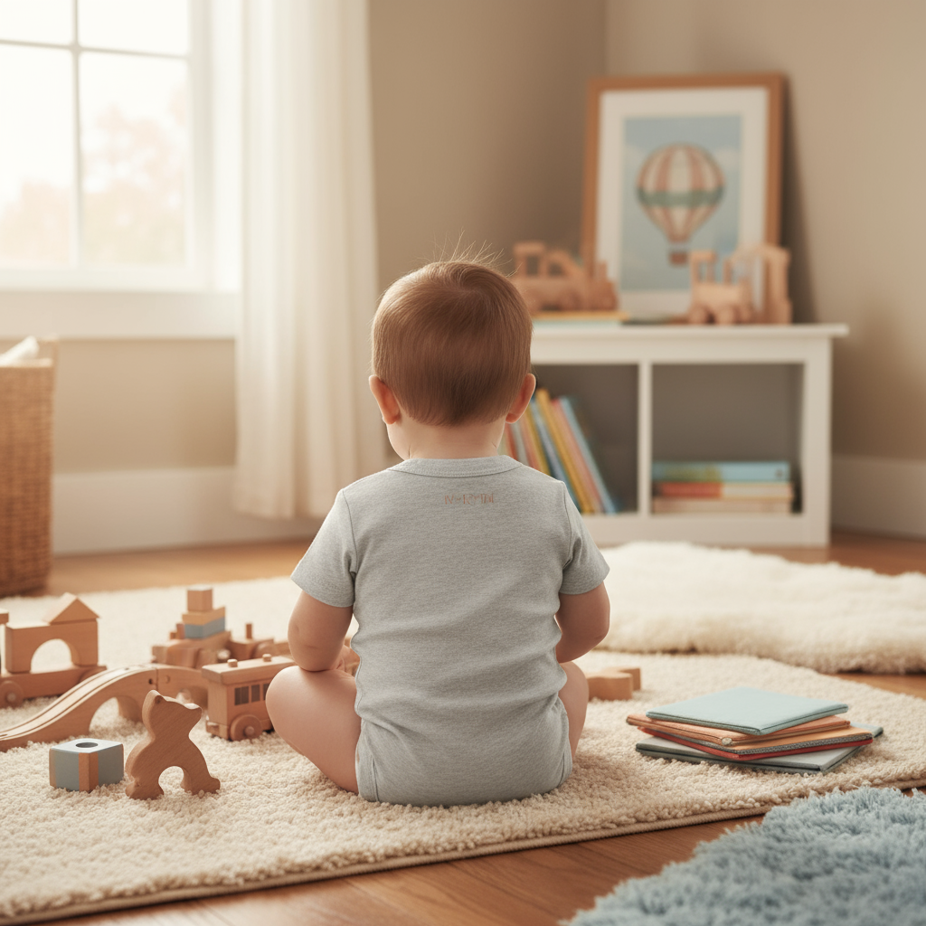 Baby Boy - Back View in Children's Room 2