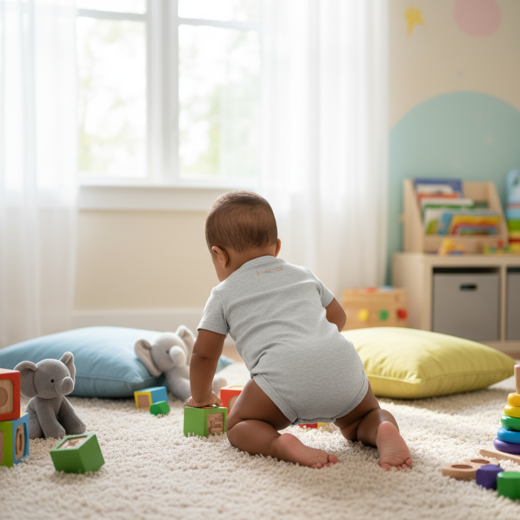 Baby Boy - Back View in Children's Room 3