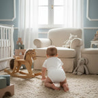 Baby boy back view in luxury room