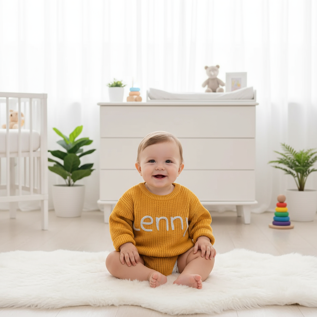 Baby boy in luxury nursery