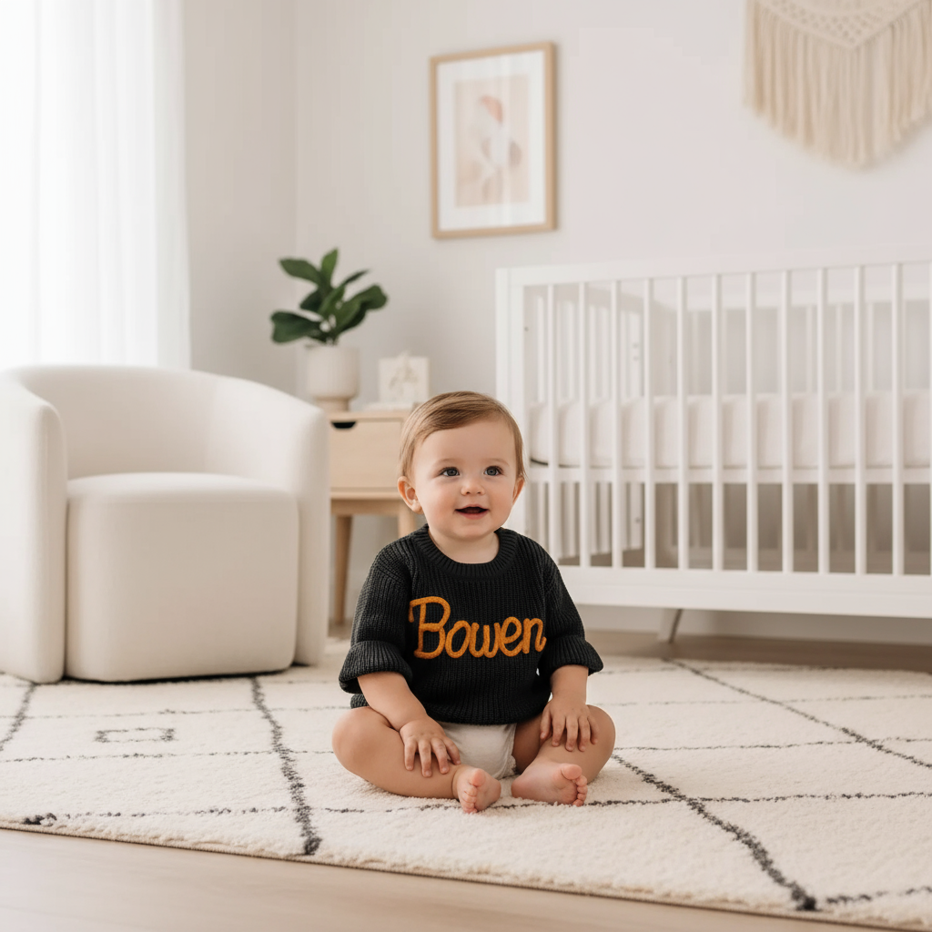 Baby boy in nursery - sitting
