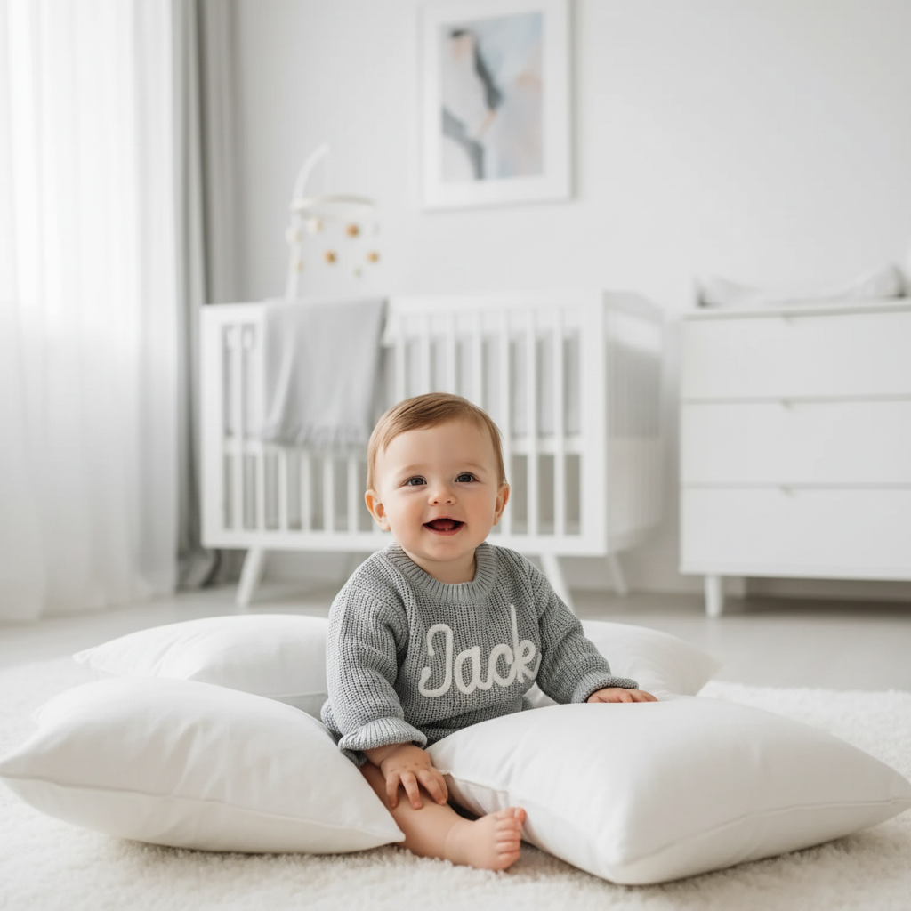 Baby boy in nursery - sitting