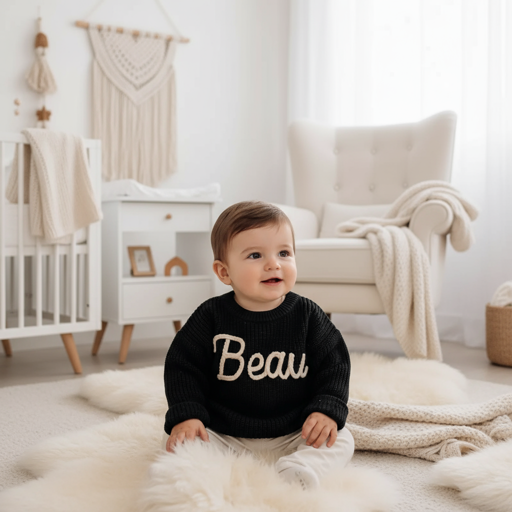Baby boy in nursery - sitting