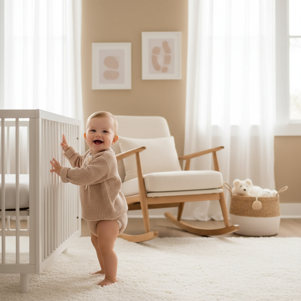 Baby boy in nursery - standing