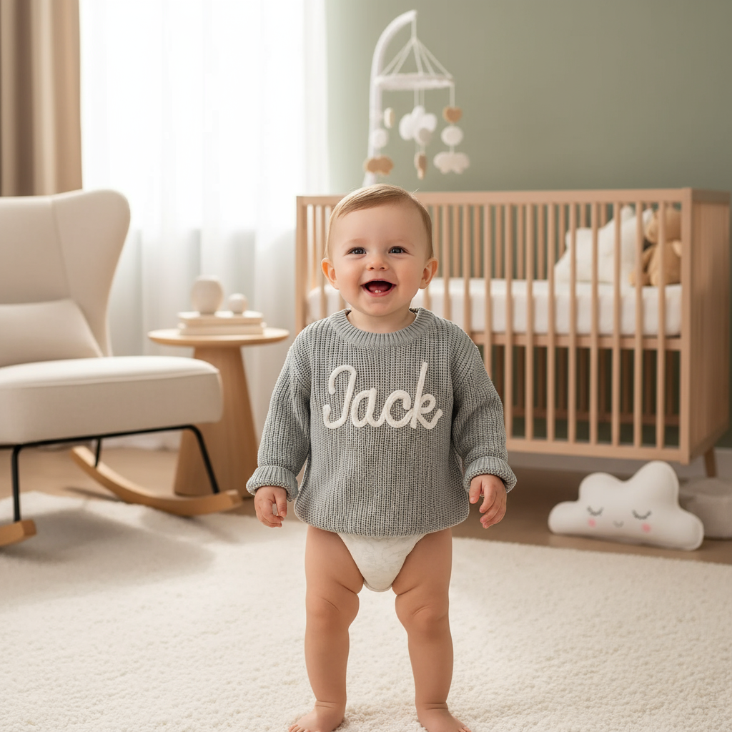 Baby boy in nursery - standing