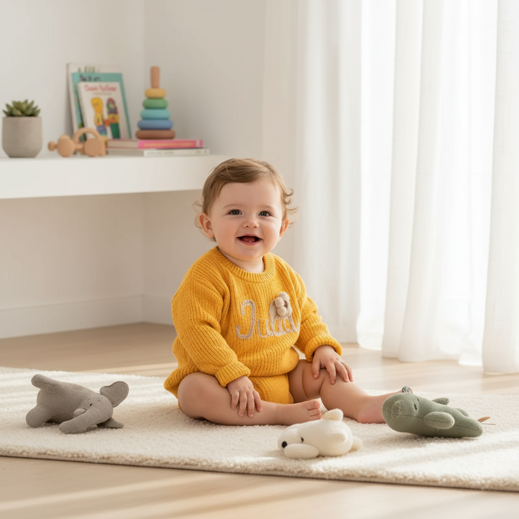 Baby boy in nursery - with toys